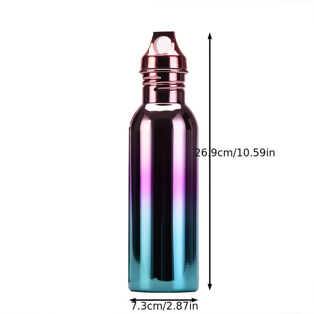 1pcs 750ml Stainless Steel Sports Water Bottle Electroplating Colorful Gradient Outdoor Water Cup Portable Large Capacity Cup Portable Sports Water Bottle Summer Drinkware, Home Kitchen Items, Birthday Gifts Back To School Supplies