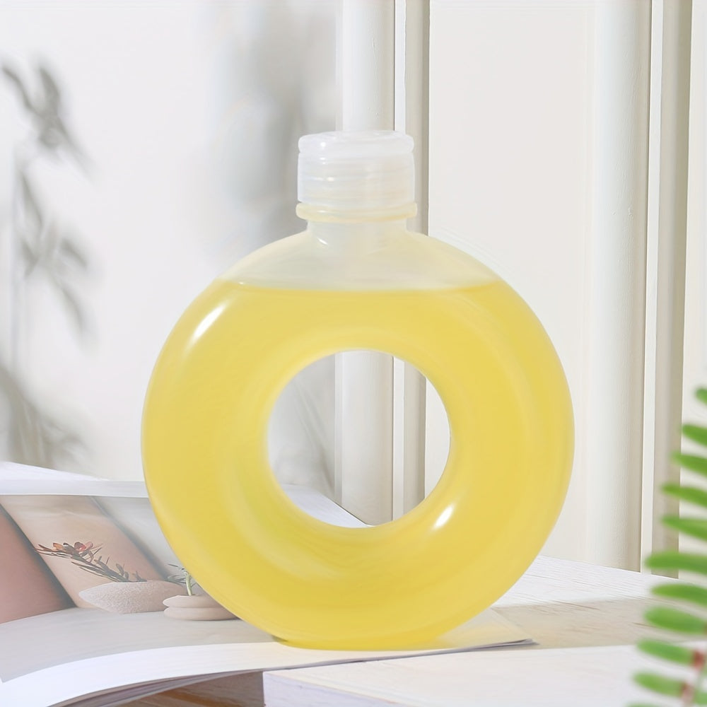 1pc, 17oz\u002F500ml Transparent Circular Juice Bottle, Outdoor Donut Shaped Plastic Sports Water Bottle, BPA Free, Suitable For Home Use, Outdoor Group Building, Gatherings, And Travel